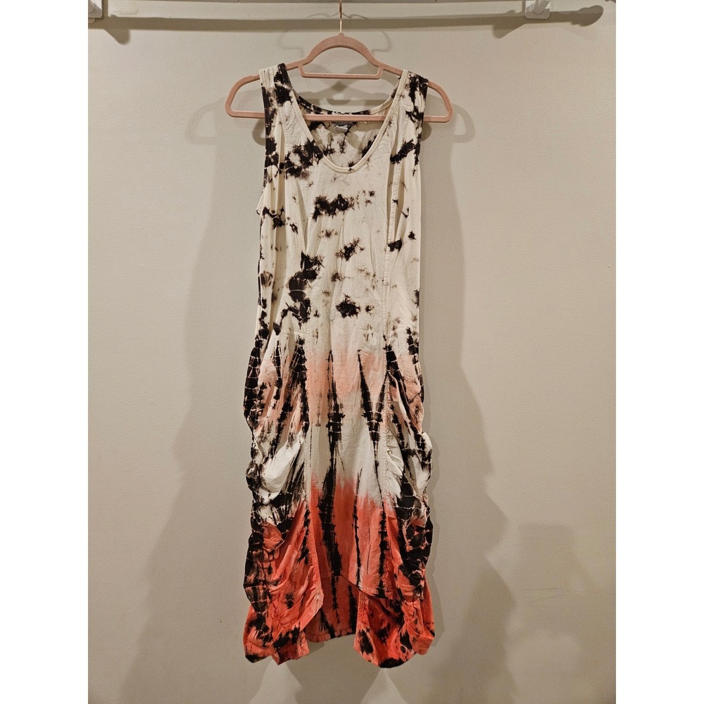 Lilly Mason Cotton Blend Ombré Tie Dye Boho Hippie Festival Ruched‎ Sundress M